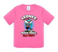 Camiseta bebé frase leones puños fuera parodia robot de los 80 para nostálgicos futboleros del Athletic - Rosa, 2 años