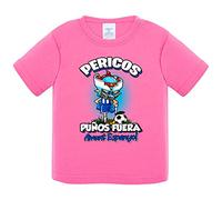 Camiseta bebé frase pericos puños fuera parodia robot de los 80 para nostálgicos futboleros del equipo espanyol - Rosa, 2 años