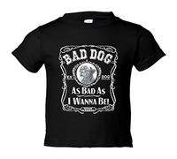 Camiseta bebé frase perro mascota raza Dogue de Bordeaux Bad dog as bad as I wanna be - Negro, 2 años