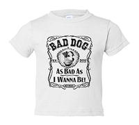 Camiseta bebé frase perro mascota raza Jack Russell Bad dog as bad as I wanna be - Blanco, 2 años