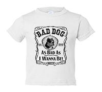 Camiseta bebé frase perro raza American Bully Bad dog as bad as I wanna be - Blanco, 1 año