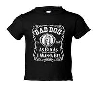 Camiseta bebé frase perro raza Basset Hound Bad dog as bad as I wanna be - Negro, 1 año