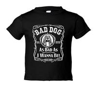 Camiseta bebé frase perro raza Basset Hound mascota Bad dog as bad as I wanna be - Negro, 1 año