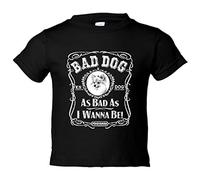 Camiseta bebé frase perro raza Pomeriania Pomerano Bad dog as bad as I wanna be - Negro, 2 años
