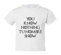 Camiseta bebé frase personalizable Pon Tu Nombre ejemplo You Know Nothing Carlos Snow - Blanco, 1 año