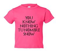 Camiseta bebé frase personalizable Pon Tu Nombre ejemplo You Know Nothing Carlos Snow - Rosa, 1 año