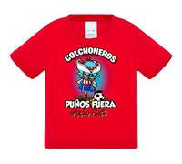 Camiseta bebé frase puños fuera parodia robot de los 80 para nostálgicos futboleros del Atleti - Rojo, 1 año