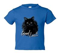 Camiseta bebé gato negro buena suerte Good Luck - Azul Royal, 2 años