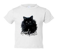Camiseta bebé gato negro buena suerte Good Luck - Blanco, 2 años