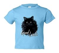 Camiseta bebé gato negro buena suerte Good Luck - Celeste, 1 año