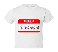 Camiseta bebé Hello My Name Is tu nombre personalizable - Blanco, 1 año