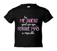 Camiseta bebé hoy me quiero igual que ayer porque más es imposible - Negro, 2 años