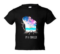 Camiseta bebé I Am a Traveler soy un viajero - Negro, 1 año