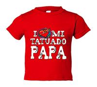 Camiseta bebé I Love mi tatuado papá - Rojo, 2 años
