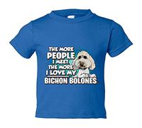 Camiseta bebé I love my Bichon Bolones raza perro - Azul Royal, 1 año
