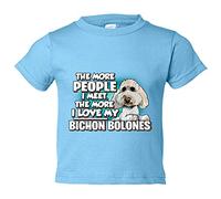 Camiseta bebé I love my Bichon Bolones raza perro - Celeste, 1 año