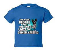 Camiseta bebé I love my Chinese Crested mascota raza perro - Azul Royal, 1 año
