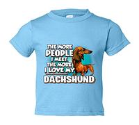 Camiseta bebé I love my Dachshund mascota raza perro - Celeste, 1 año