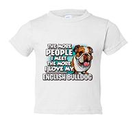 Camiseta bebé I love my English Bulldog mascota raza perro - Blanco, 2 años