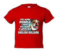 Camiseta bebé I love my English Bulldog mascota raza perro - Rojo, 2 años