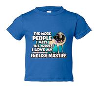 Camiseta bebé I love my English Mastiff Mastín raza perro - Azul Royal, 1 año