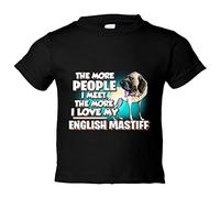 Camiseta bebé I love my English Mastiff Mastín raza perro - Negro, 1 año
