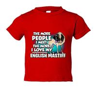 Camiseta bebé I love my English Mastiff Mastín raza perro - Rojo, 1 año