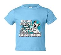 Camiseta bebé I love my French Bulldog raza perro - Celeste, 1 año