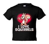 Camiseta bebé I Love Squirrels me encantan las ardillas - Negro, 1 año