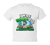 Camiseta bebé I was born to be a hero by force parodia para gamers retro amigo del fontanero de aventuras - Blanco, 1 año