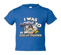 Camiseta bebé I was born to be be god of thunder parodia friki del Dios del trueno - Azul Royal, 1 año