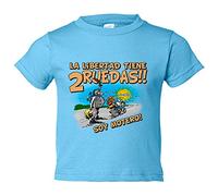 Camiseta bebé la libertad tiene dos ruedas soy motero - Celeste, 2 años
