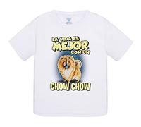 Camiseta bebé la vida es mejor con un perro de raza Chow Chow - Blanco, 1 año