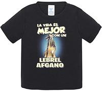 Camiseta bebé la vida es mejor con un perro de raza Lebrel Afgano - Negro, 1 año