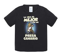 Camiseta bebé la vida es mejor con un perro de raza Presa Canario - Negro, 2 años