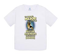 Camiseta bebé la vida es mejor con un perro mascota Pastor Alemán marrón y negro que se llama personalizable con nombre - Blanco, 1 año