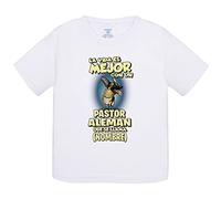 Camiseta bebé la vida es mejor con un perro mascota Pastor Alemán que se llama personalizable con nombre - Blanco, 1 año