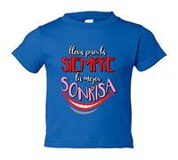Camiseta bebé lleva puesta siempre tu mejor sonrisa - Azul Royal, 2 años