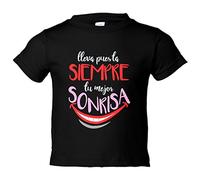 Camiseta bebé lleva puesta siempre tu mejor sonrisa - Negro, 2 años