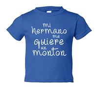 Camiseta bebé Mi hermano me quiere un montón - Azul Royal, 2 años