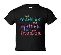 Camiseta bebé Mi madrina me quiere un montón - Negro, 2 años