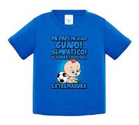 Camiseta bebé mi papi me hizo guapo simpático y sobretodo aficionado al fútbol de Extremadura - Azul Royal, 1 año
