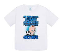 Camiseta bebé mi papi me hizo guapo simpático y sobretodo aficionado al fútbol de Getafe - Blanco, 1 año