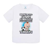 Camiseta bebé mi papi me hizo guapo simpático y sobretodo aficionado al fútbol de Tenerife - Blanco, 1 año