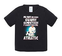 Camiseta bebé mi papi me hizo guapo simpático y sobretodo aficionado al fútbol del Athletic - Negro, 1 año