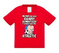 Camiseta bebé mi papi me hizo guapo simpático y sobretodo aficionado al fútbol del Athletic - Rojo, 1 año