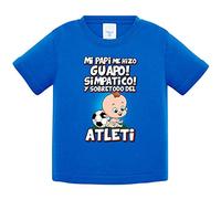 Camiseta bebé mi papi me hizo guapo simpático y sobretodo aficionado al fútbol del Atleti - Azul Royal, 1 año