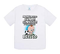 Camiseta bebé mi papi me hizo guapo simpático y sobretodo aficionado al fútbol del Betis - Blanco, 1 año