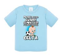 Camiseta bebé mi papi me hizo guapo simpático y sobretodo aficionado al fútbol del Celta - Celeste, 1 año