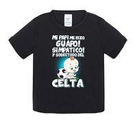 Camiseta bebé mi papi me hizo guapo simpático y sobretodo aficionado al fútbol del Celta - Negro, 1 año